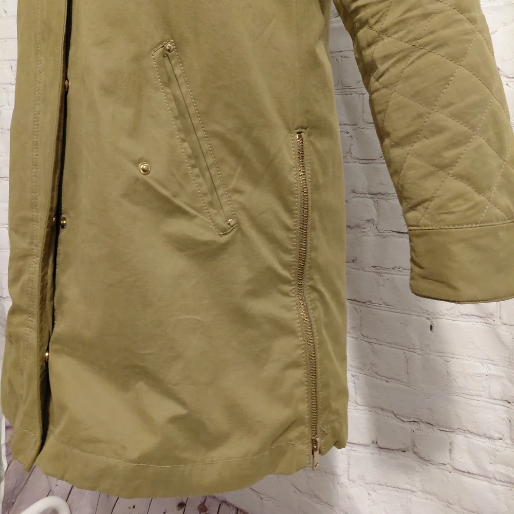 Zara Oliver Women's Khaki Green Fur-Trimmed Hooded Jacket.😍 - Picture 9 of 14